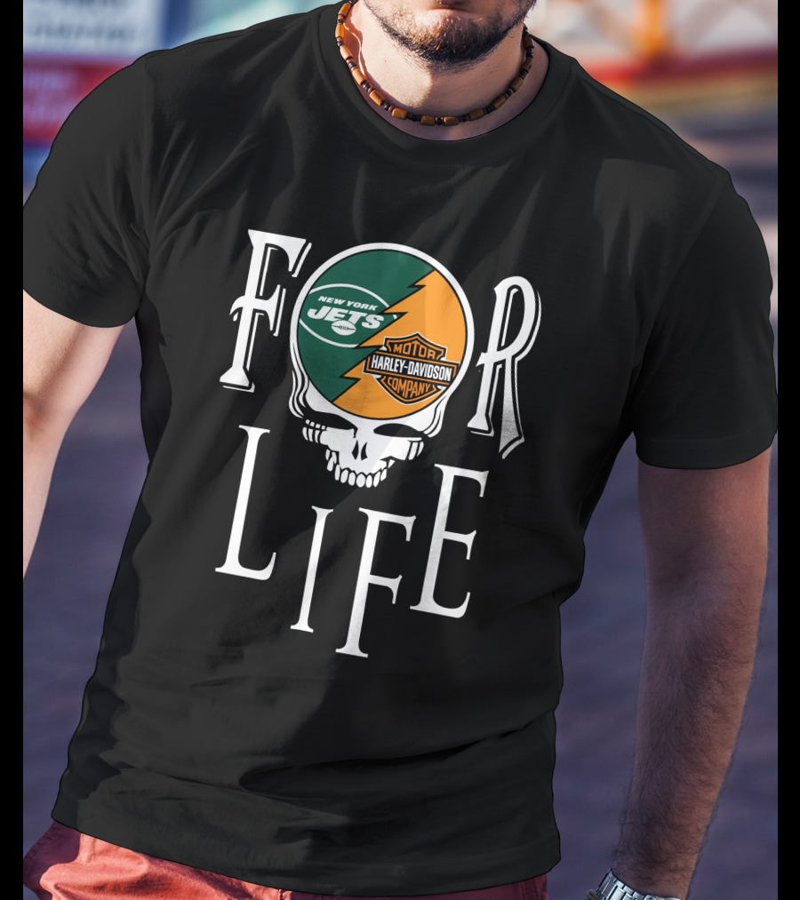 New York Jets Harley Davidson For Life Nfl T-Shirt
