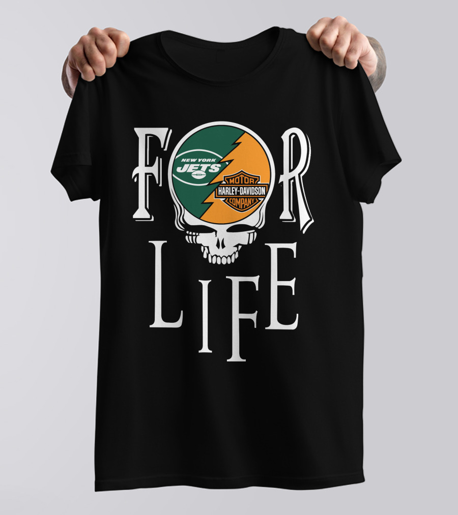 New York Jets Harley Davidson For Life Nfl T-Shirt