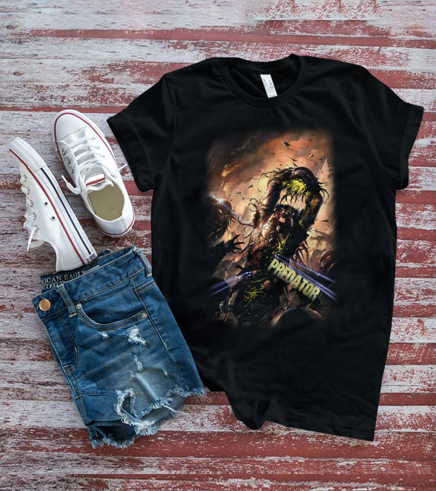 Predator Alien Creature Battle Scene T-Shirt