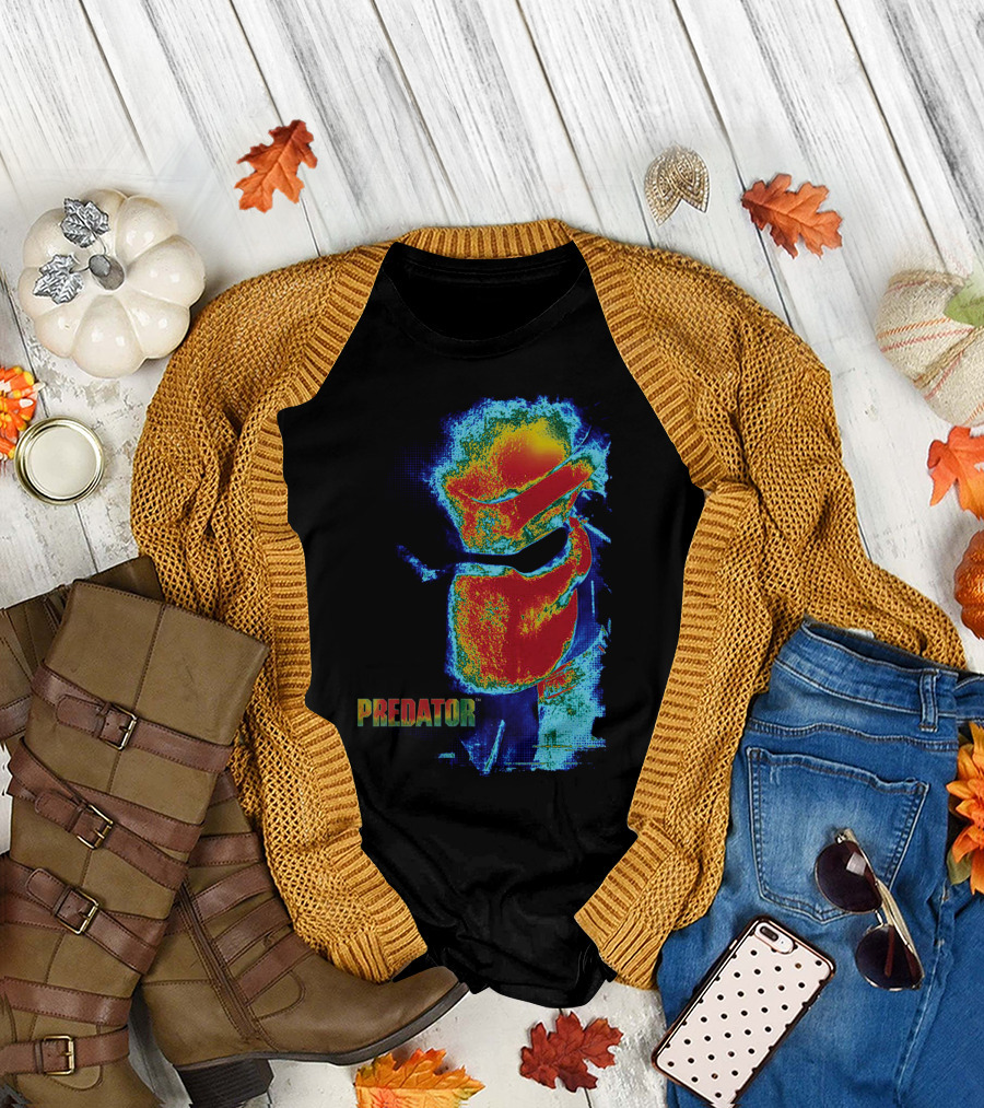 Predator Movie Thermal Vision Mask Pattern Warm-Tone Image T-Shirt