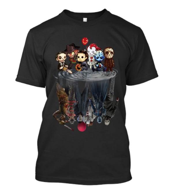 Horror Mashup With Iconic Movie Characters And Reflections T-Shirt