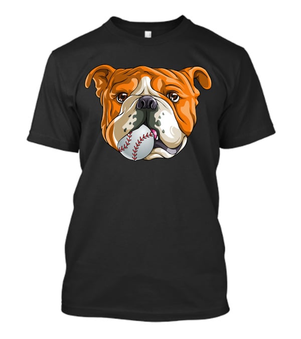Baseball Bulldog With Ball In Mouth T-Shirt