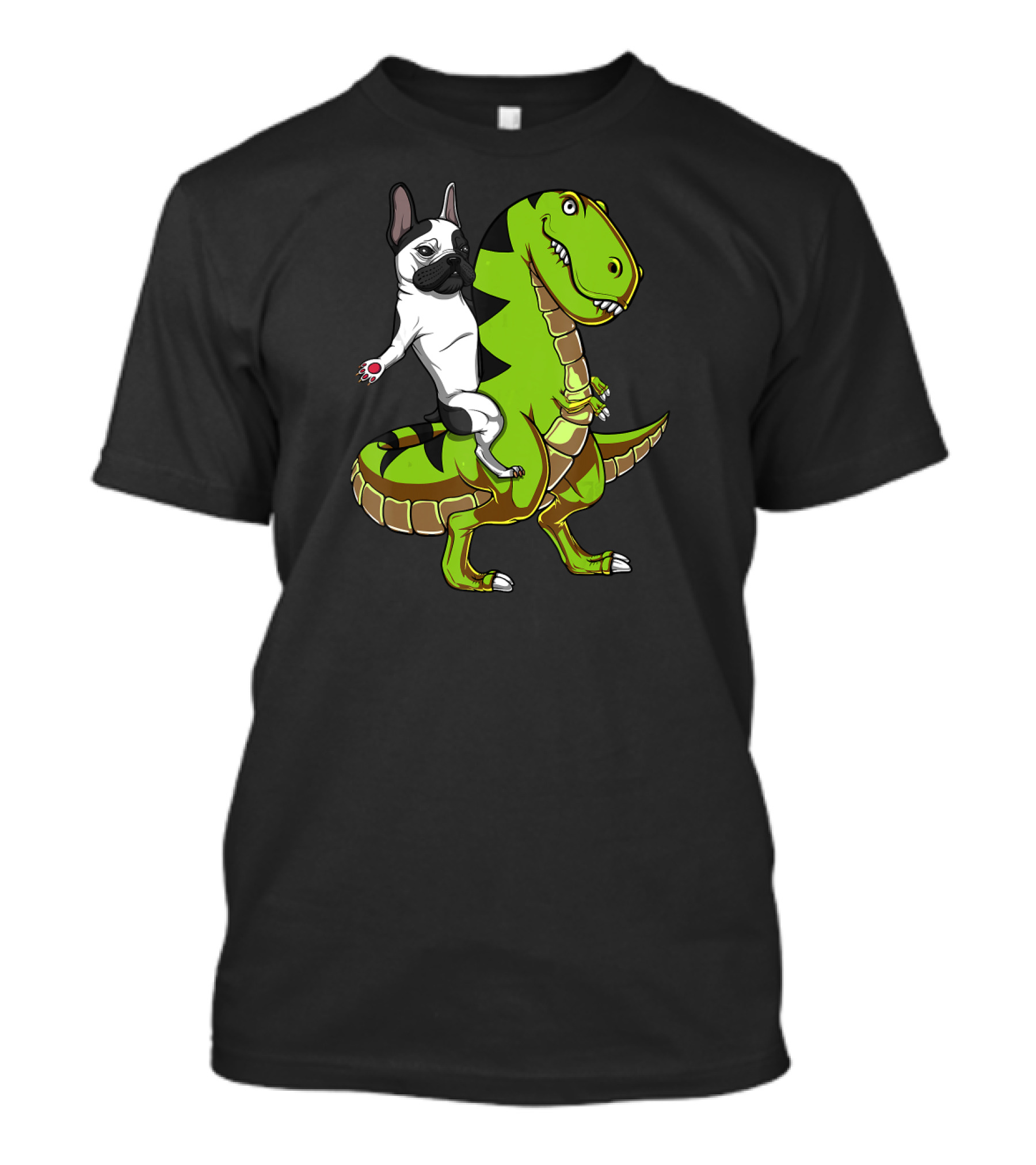 French Bulldog Riding T-Rex Dinosaur Adventure T-Shirt