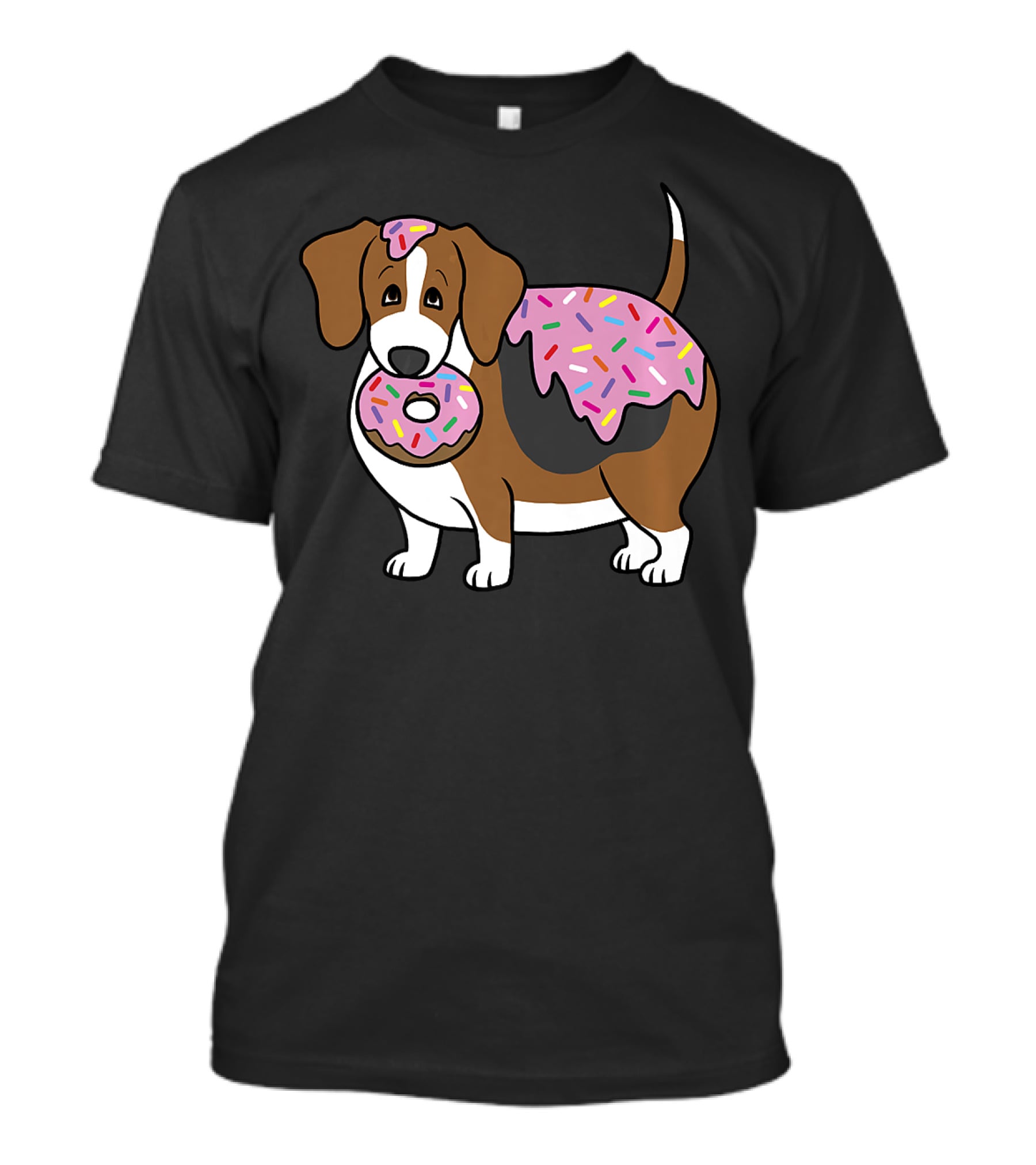 Funny Fat Beagle With Sprinkle Doughnut Sweet Treat T-Shirt
