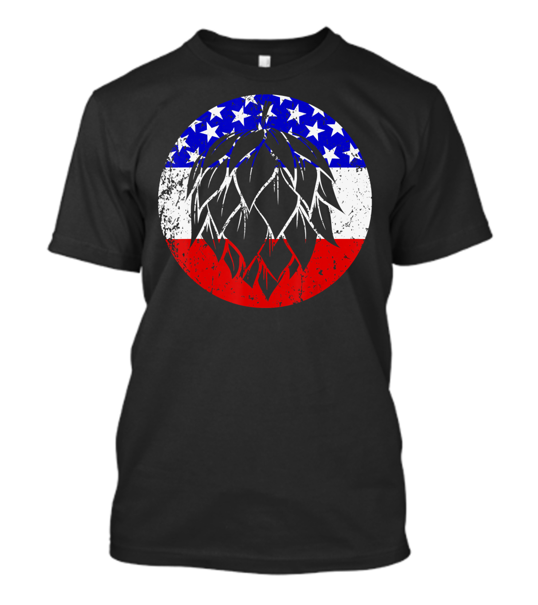 Hops Style Craft Beer American Flag Circle T-Shirt