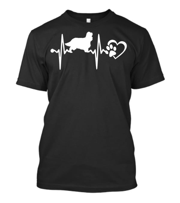 Cavalier King Charles Spaniel Heartbeat Paw Love T-Shirt