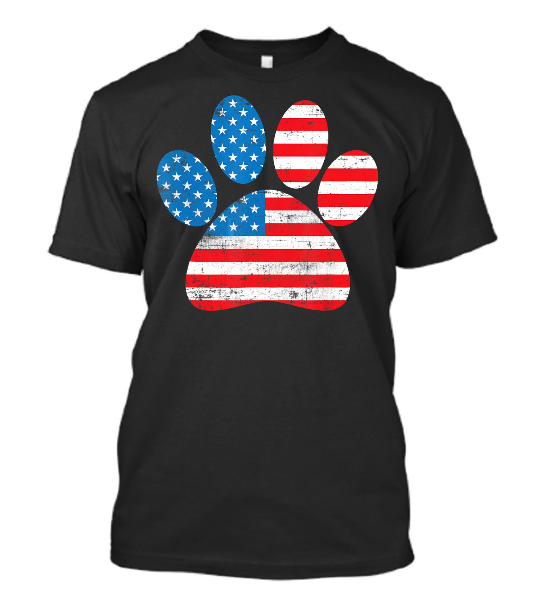 Patriot Day American Flag Dog Paw Prints T-Shirt
