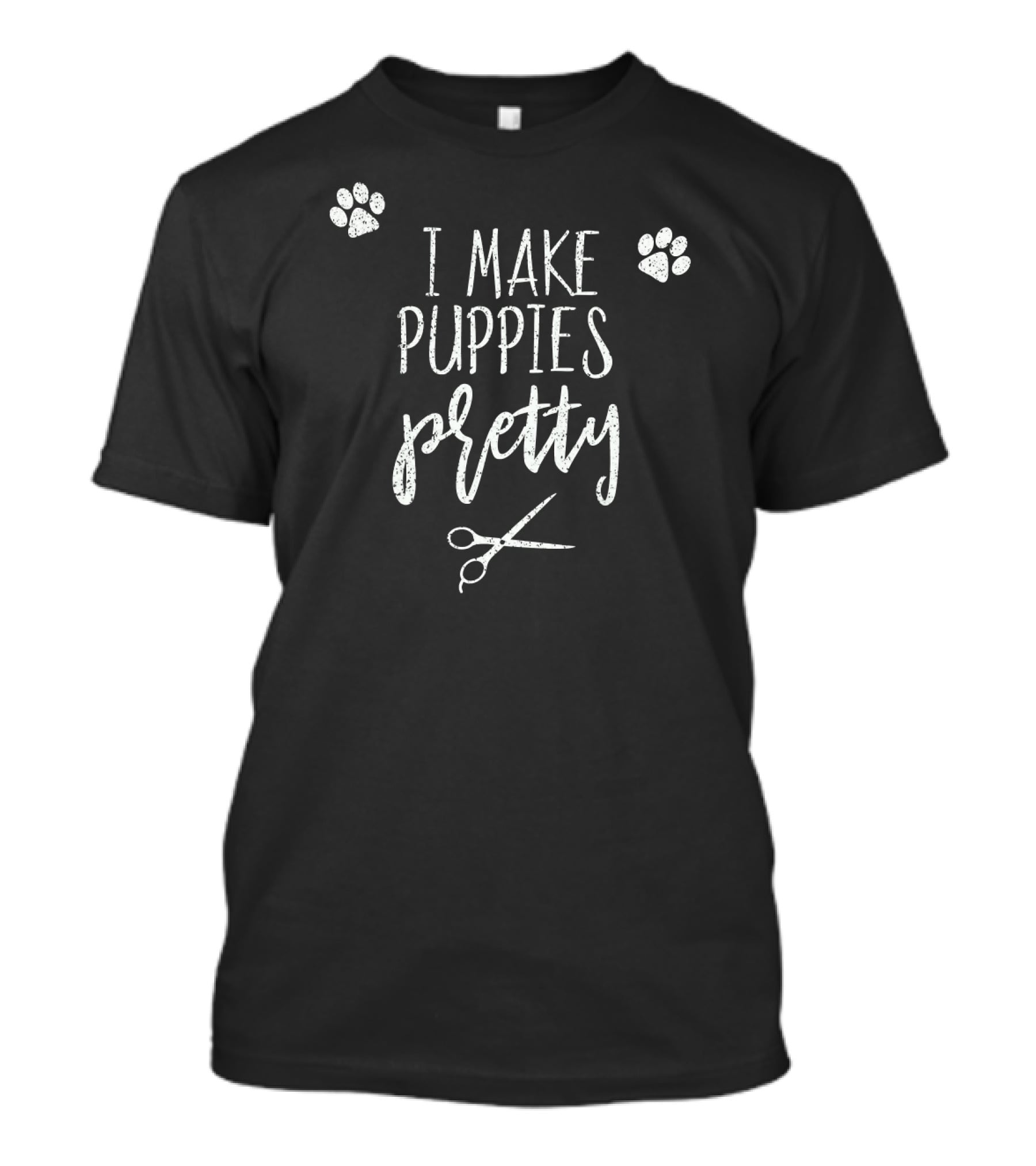 I Make Puppies Pretty Dog Grooming Paw Print Scissors T-Shirt