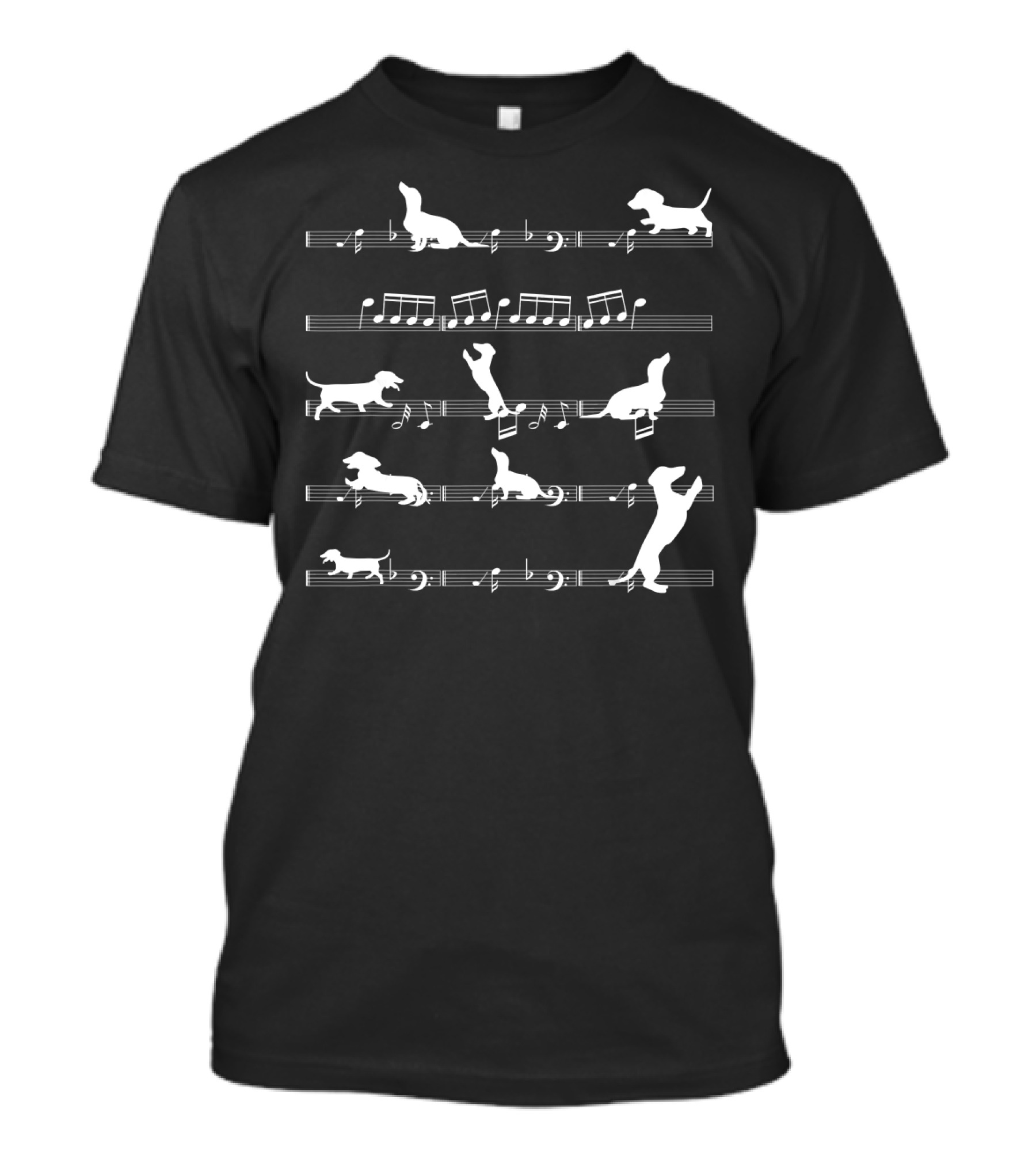 Dog Lover Idea Musician Dog Breed Playing On Musical Notes T-Shirt