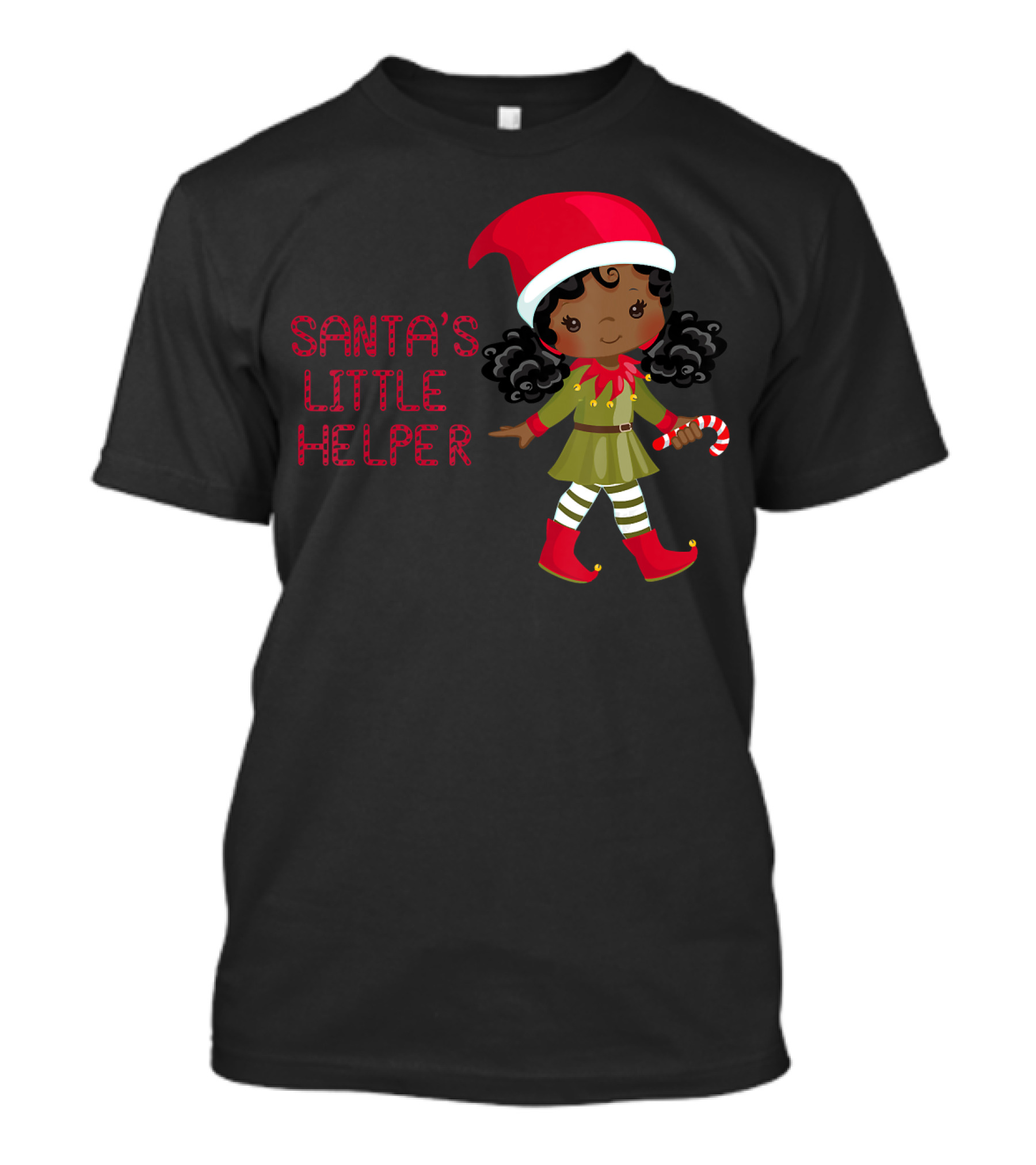 African American Girl Santa's Little Helper T-Shirt