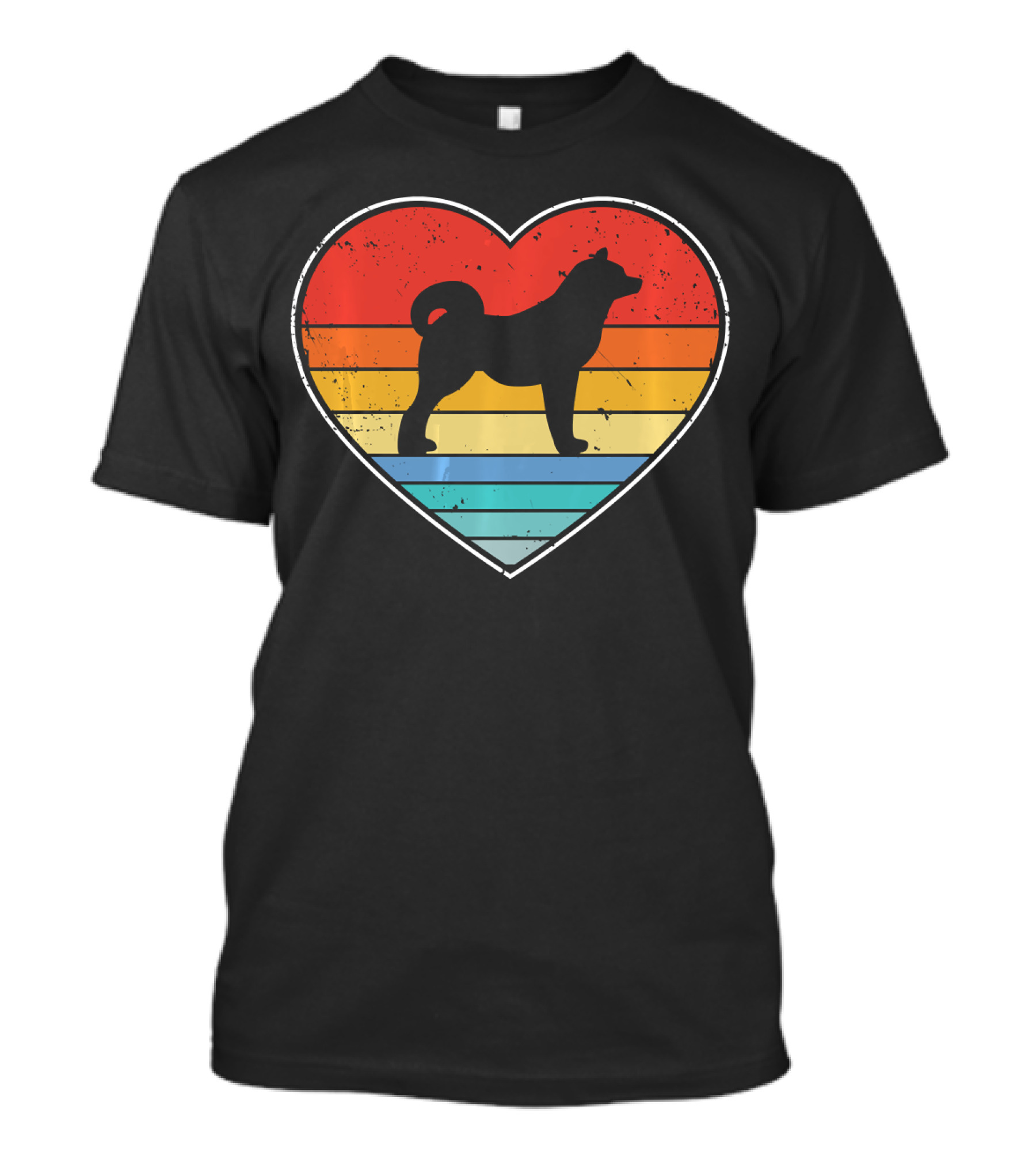 Akita Inu Dog Heart Retro Vintage Stripes T-Shirt