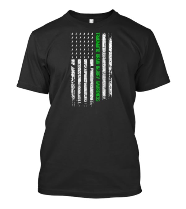 American Flag Traumatic Brain Injury Awareness T-Shirt