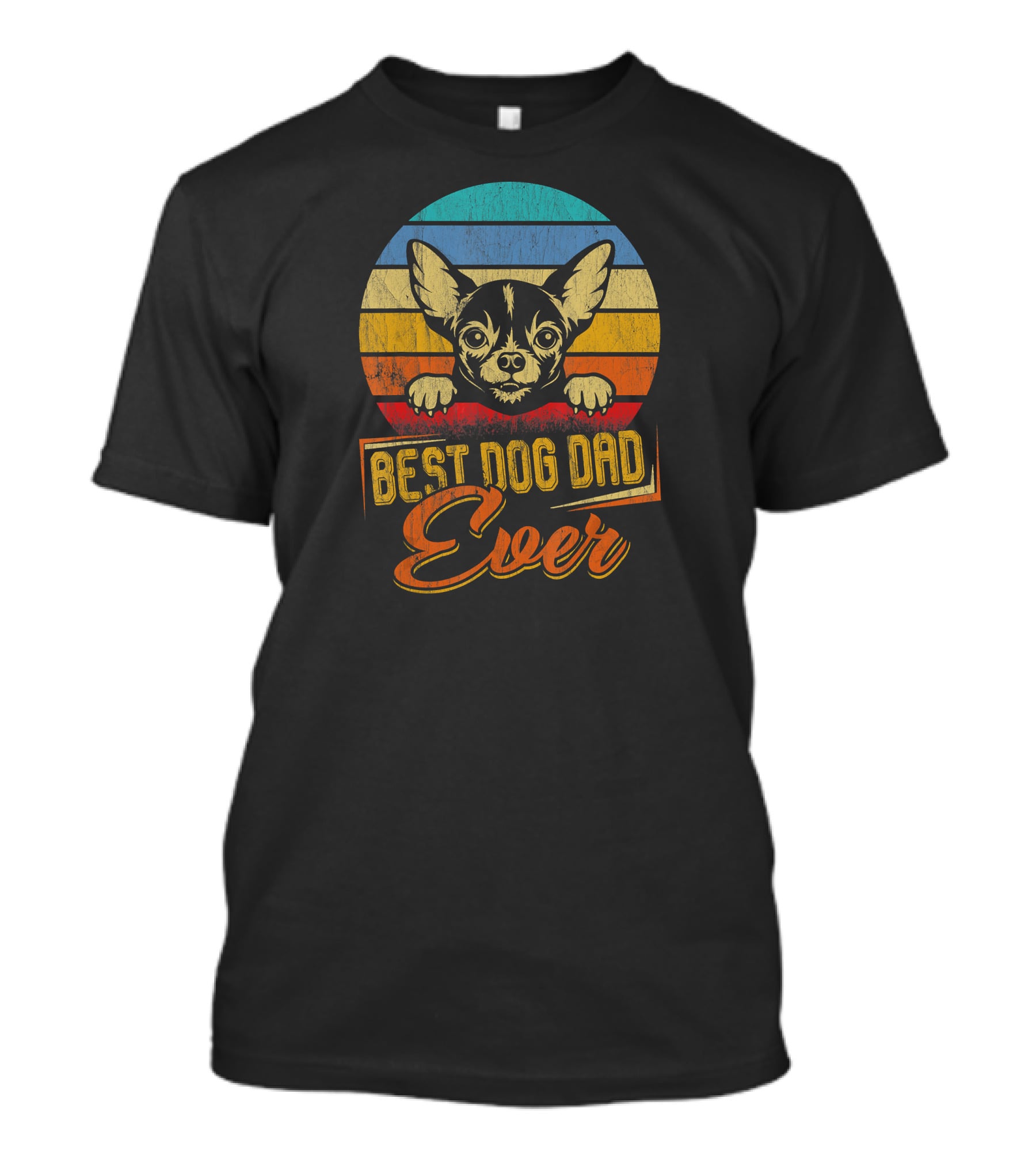 Best Dog Dad Ever Vintage Chihuahua Retro Stripes T-Shirt
