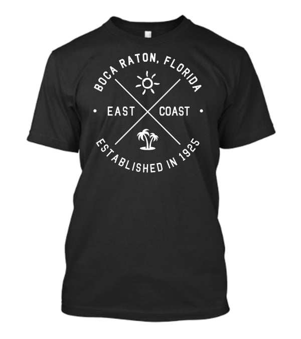 Boca Raton Florida East Coast Established 1925 Souvenirs Sun Palm Trees T-Shirt