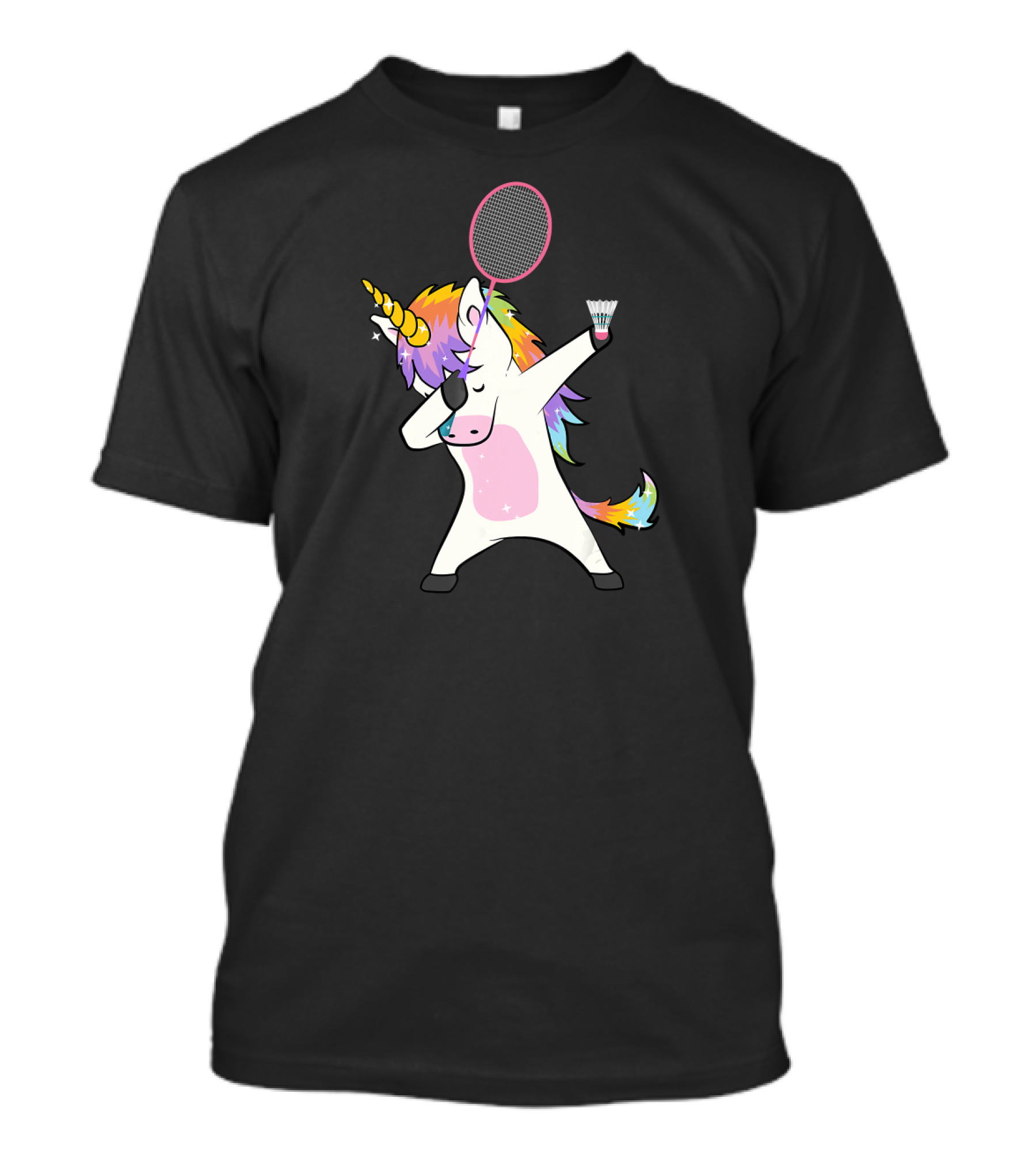 Unicorn Dabbing With Badminton Racket And Shuttlecock T-Shirt