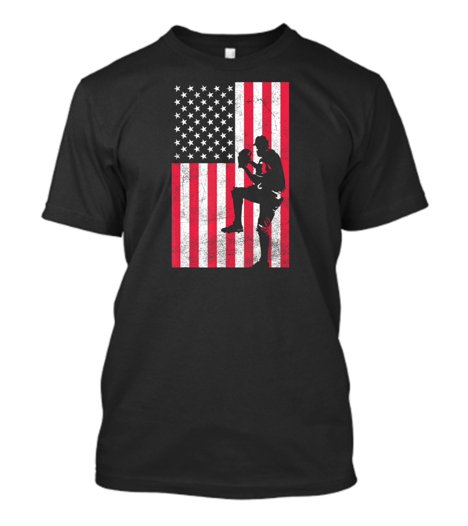 USA American Flag Baseball Pitcher Red White Blue T-Shirt