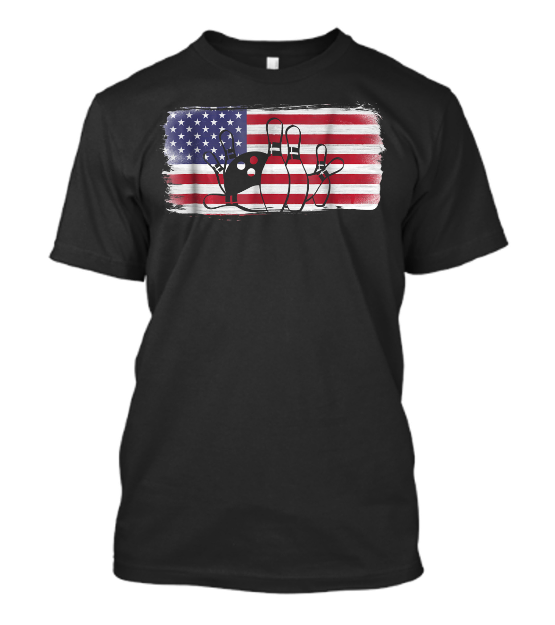 USA American Flag Bowling Fan Player Perfect Strike Patriotic T-Shirt