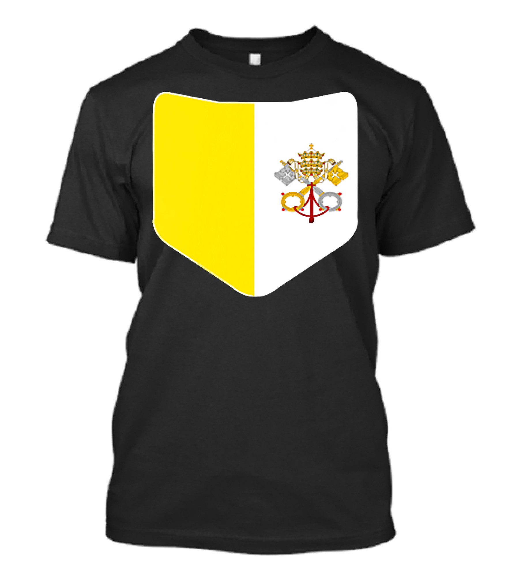 Vatican City Flag Pocket Style Emblem Design With Keys And Tiara T-Shirt