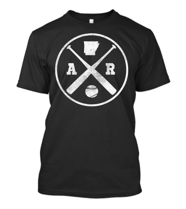Vintage Arkansas Crossed Baseball Bats With State And Letter Initials T-Shirt