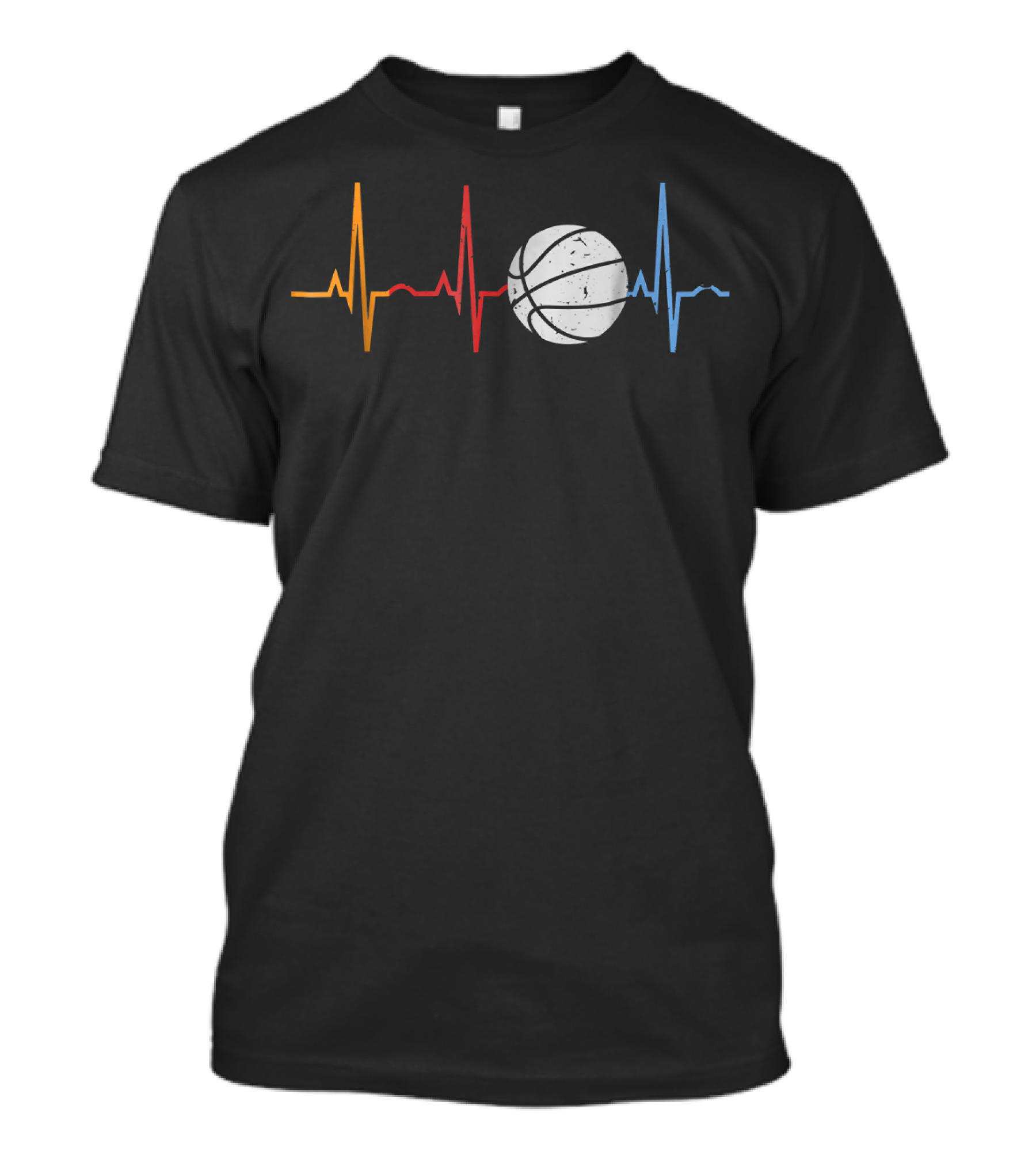 Vintage Basketball Heartbeat Retro Colorful Line Basketball T-Shirt