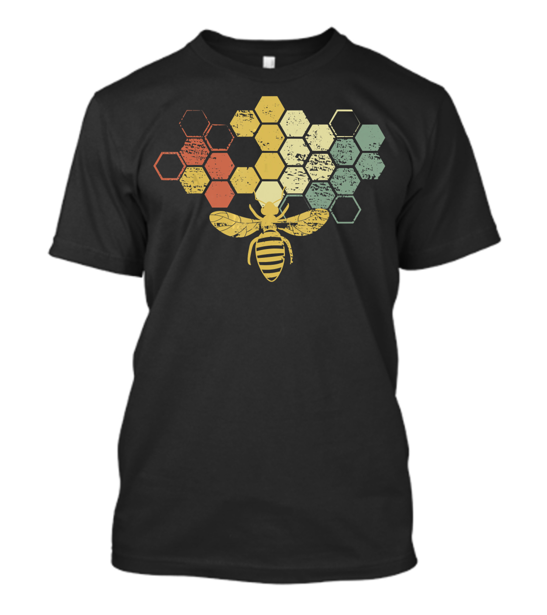 Vintage Beekeeper Honey Bee Retro Hexagonal Honeycomb T-Shirt
