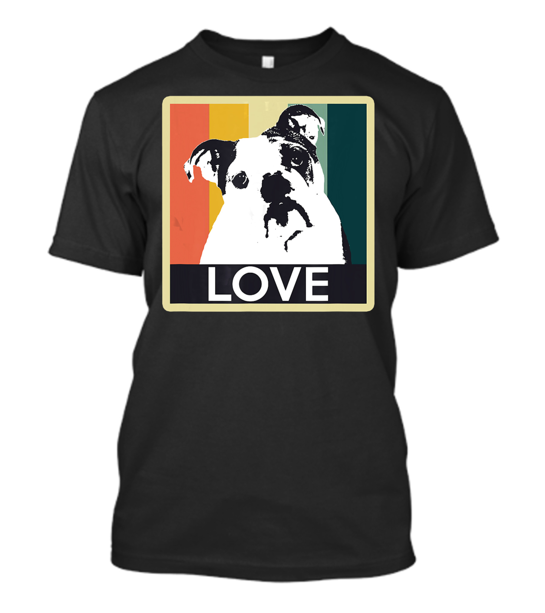 Vintage English Bulldog Love Retro Style Stripes T-Shirt