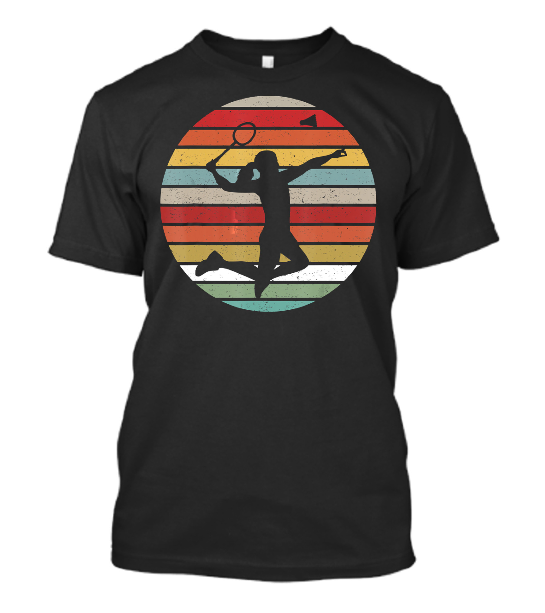 Vintage Sunset Badminton Silhouette Lovers T-Shirt