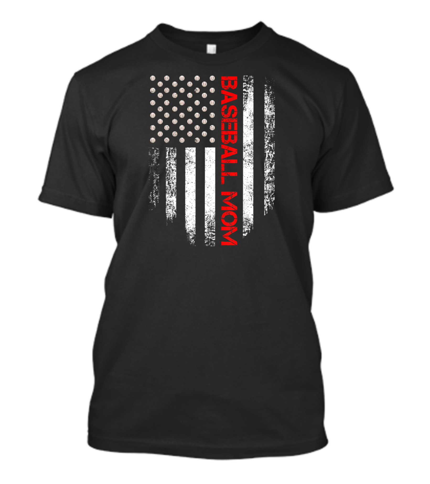 Vintage Baseball Mom American Flag USA T-Shirt