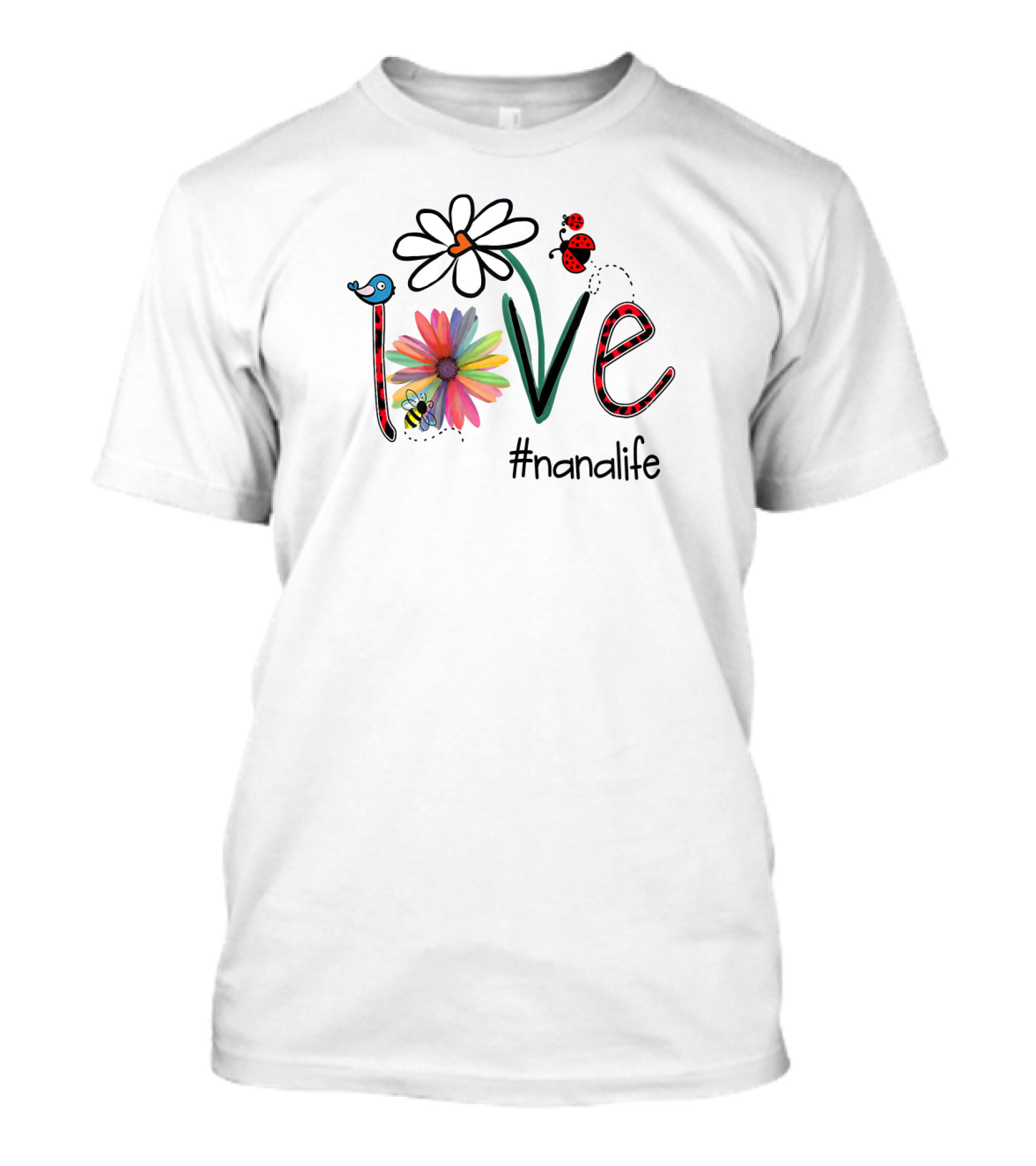 NaNa Life Love Bug Theme With Bee And Flowers Grandma T-Shirt