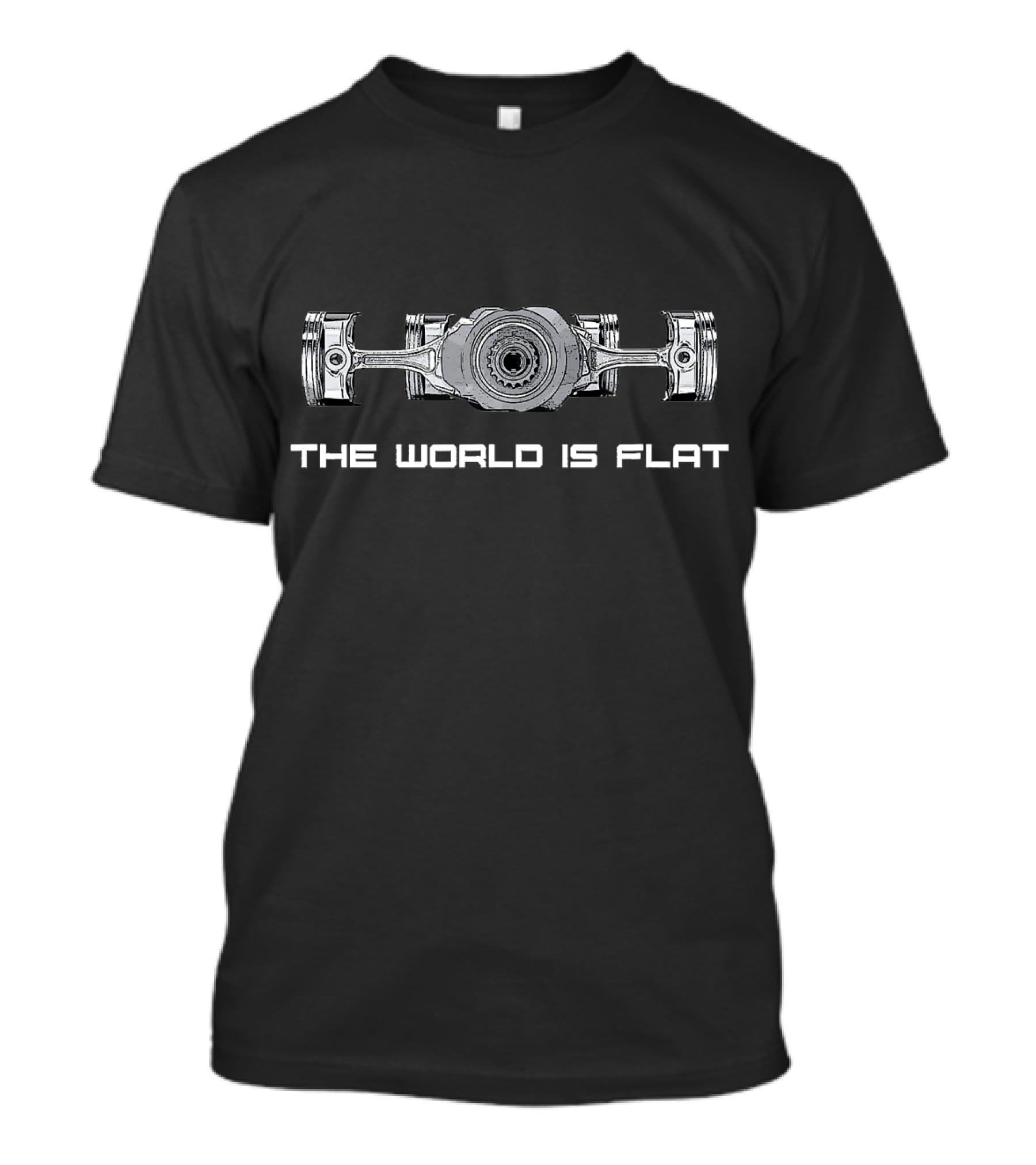 The World Is Flat Boxer Engine Concept Auto Race Car T-Shirt
