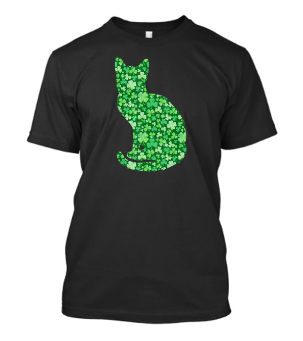 Shamrock Cat St Patrick's Day Irish Green Clover T-Shirt