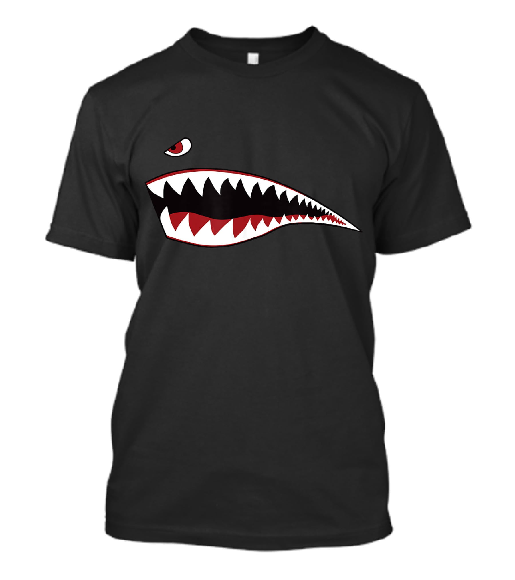 Shark Teeth Nose Art WWII Military Fighter Plane T-Shirt