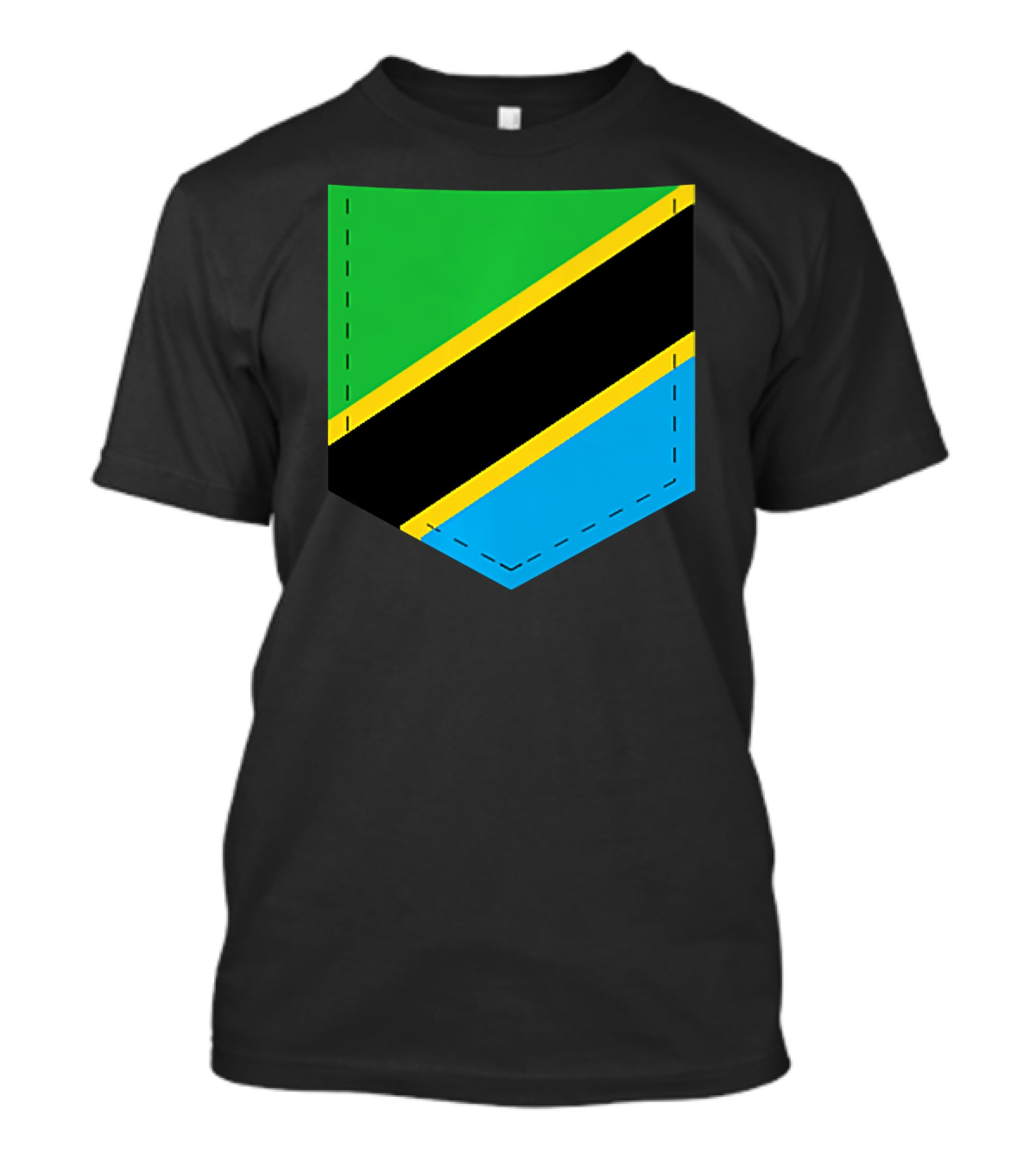 Tanzania Flag With Printed Tanzani Pocket T-Shirt