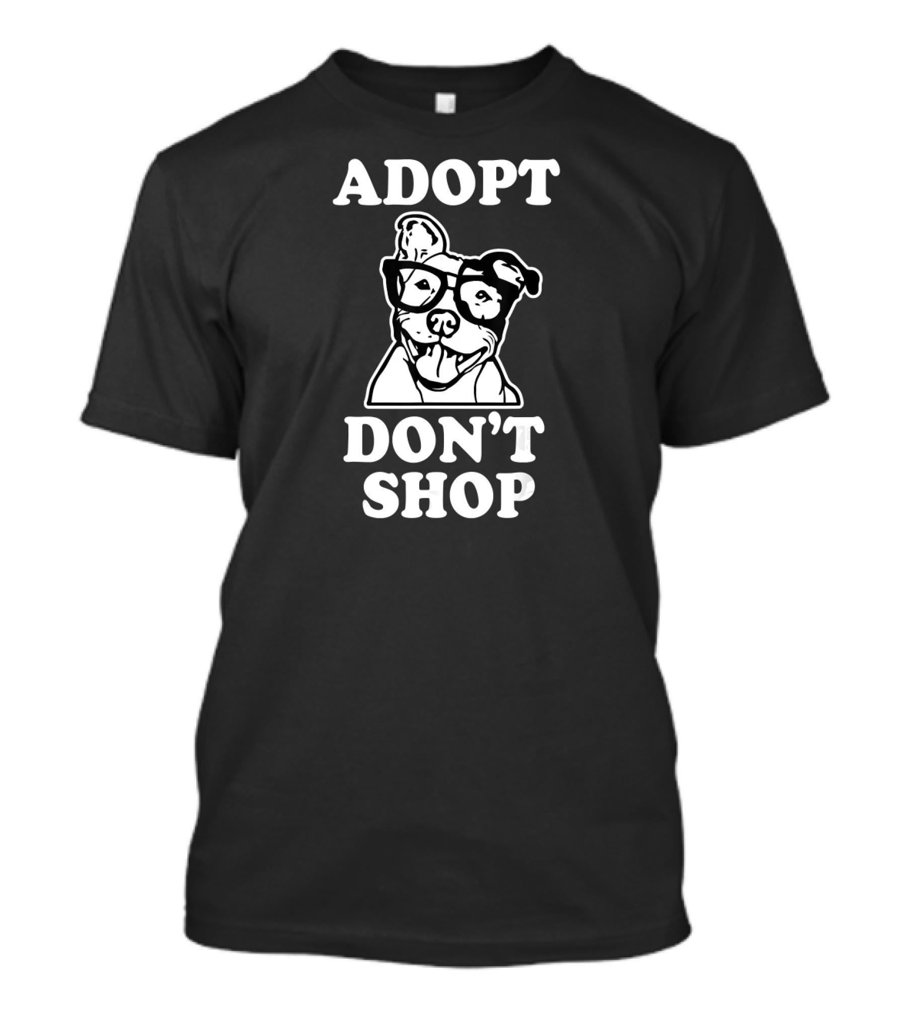 Adopt Don't Shop Pitbull With Glasses Dog Rescue T-Shirt