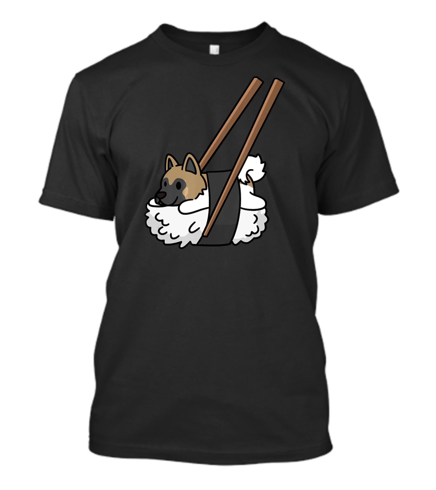 Akita Inu Sushi Roll With Chopsticks Funny Dog T-Shirt