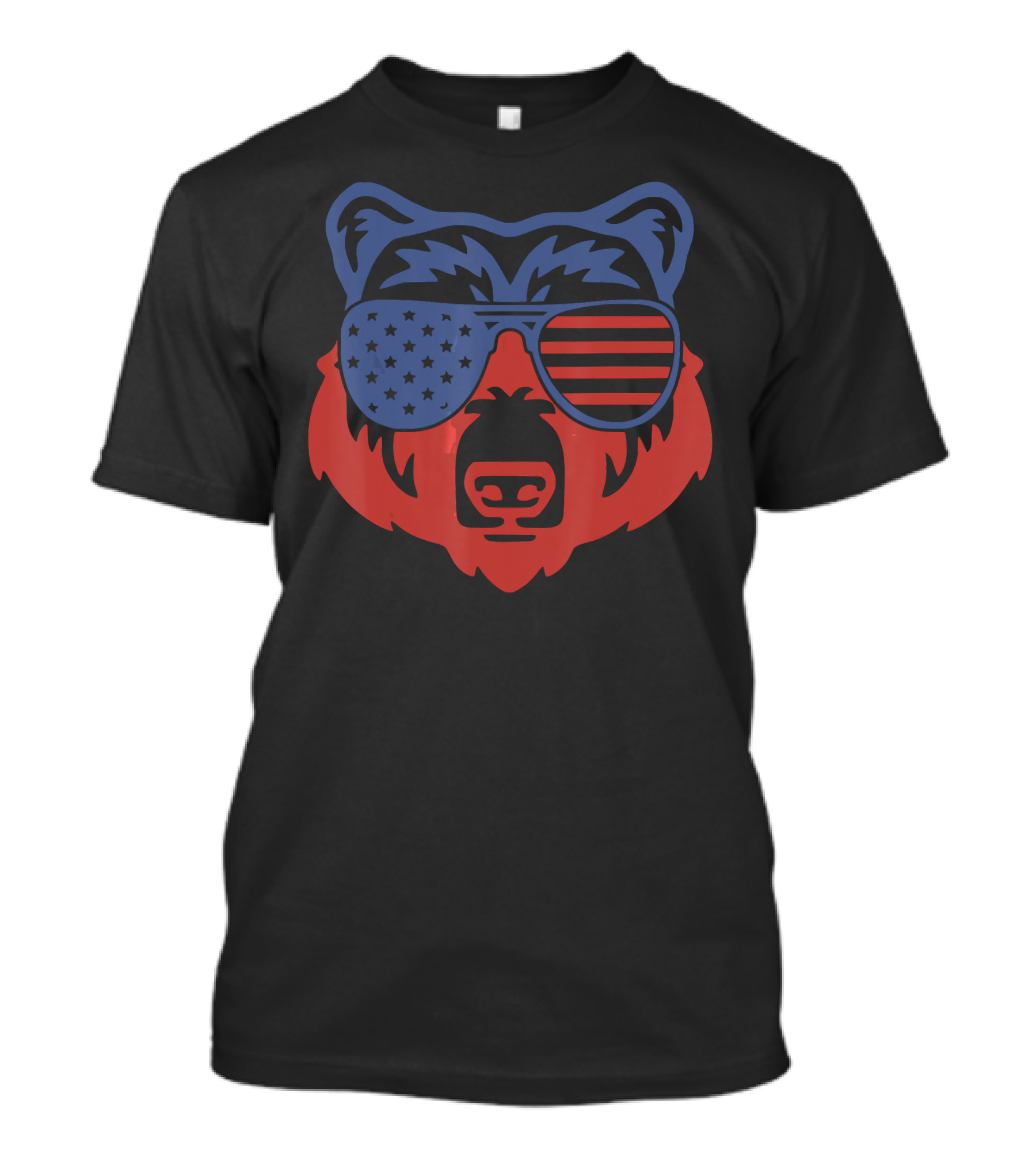 American Patriotic Bear With Flag Sunglasses T-Shirt