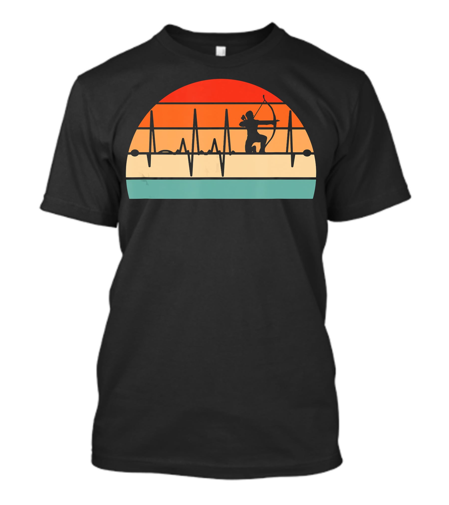 Archery Heartbeat Sunset Kneeling Archer T-Shirt