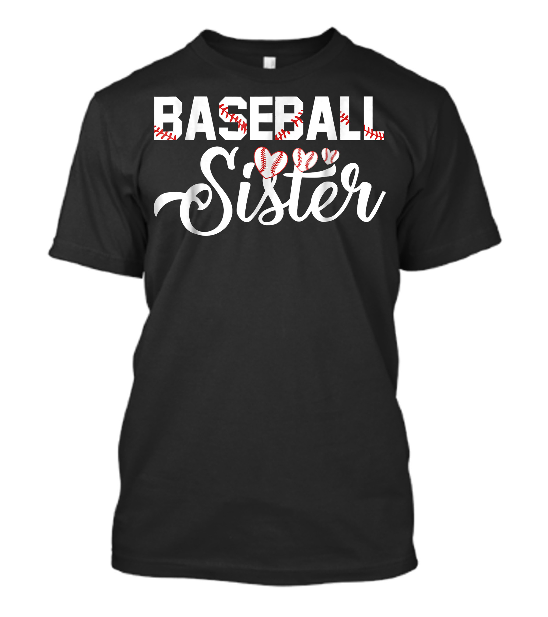 Baseball Sister With Heart Baseball Stitching Elements T-Shirt