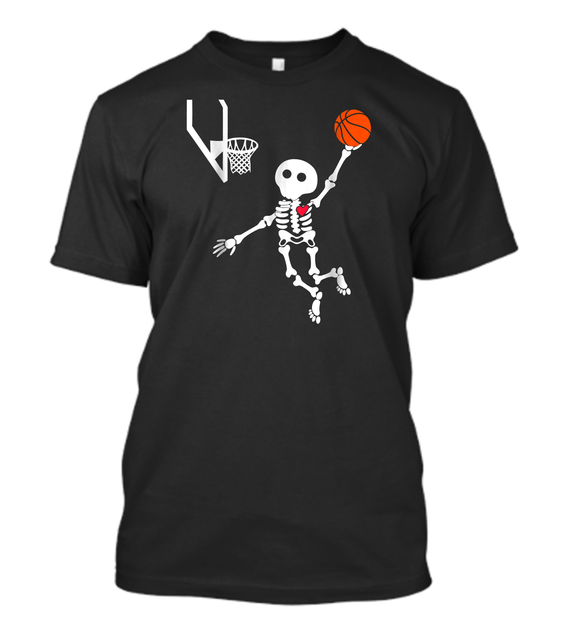 Basketball Skeleton Slam Dunk With Heart T-Shirt