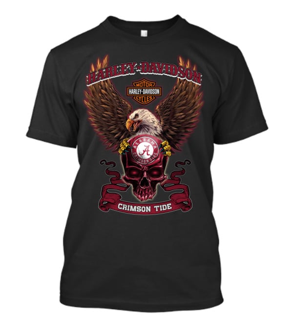 Harley Davidson Alabama Crimson Tide Eagle Skull T-Shirt
