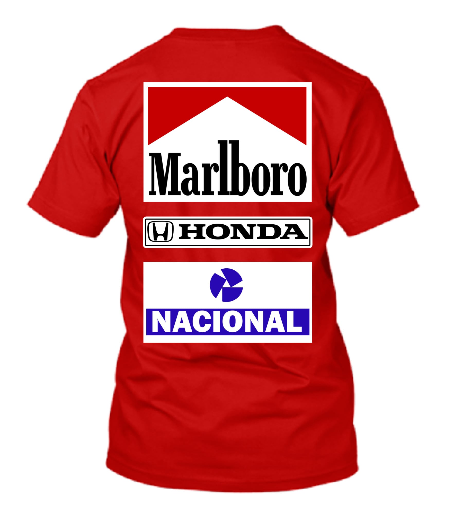 Shell Boss Marlboro McLaren Honda Nacional Ayrton Senna OMP Brazil Flag T-Shirt
