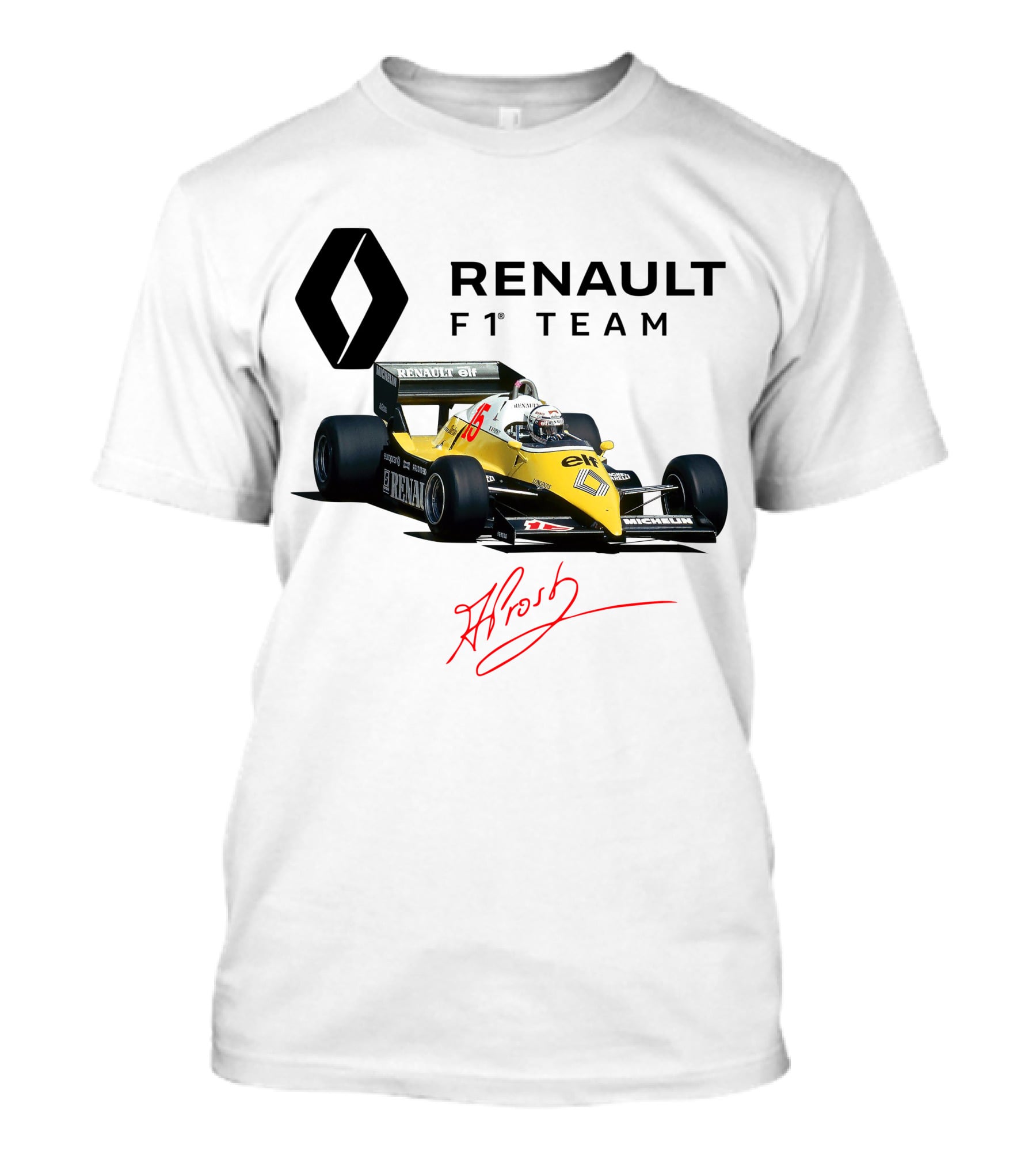 Renault F1 Team Alain Prost Racing Car Signature T-Shirt