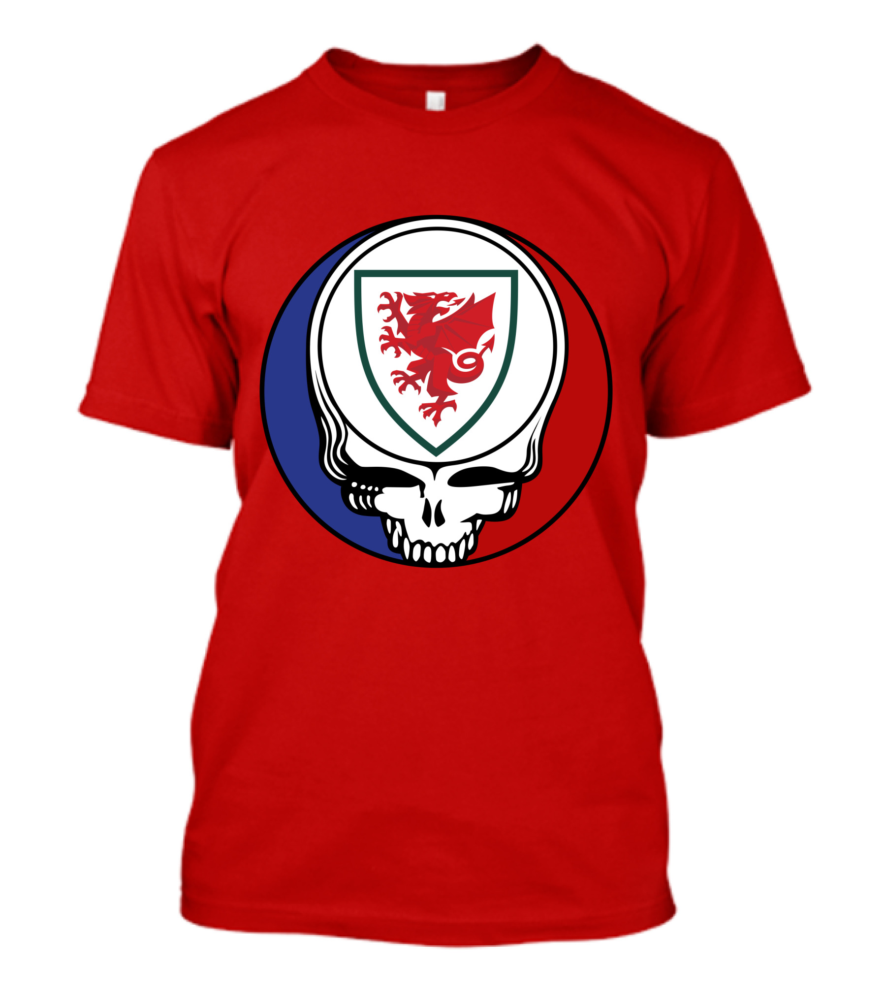Wales National Football Team Grateful Dead Skull Emblem T-Shirt