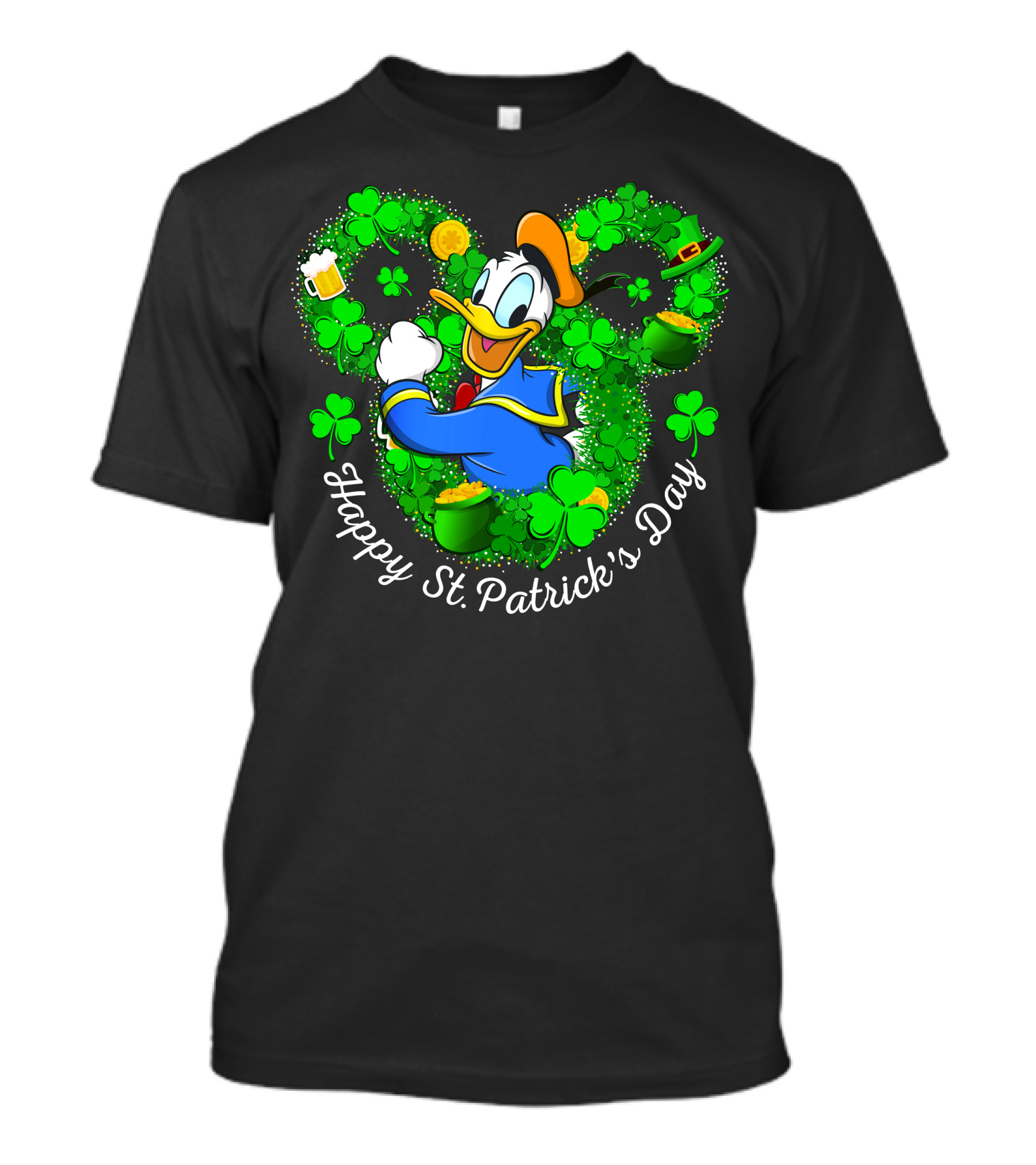 Happy St. Patrick's Day Donald Duck Shamrocks And Gold T-Shirt