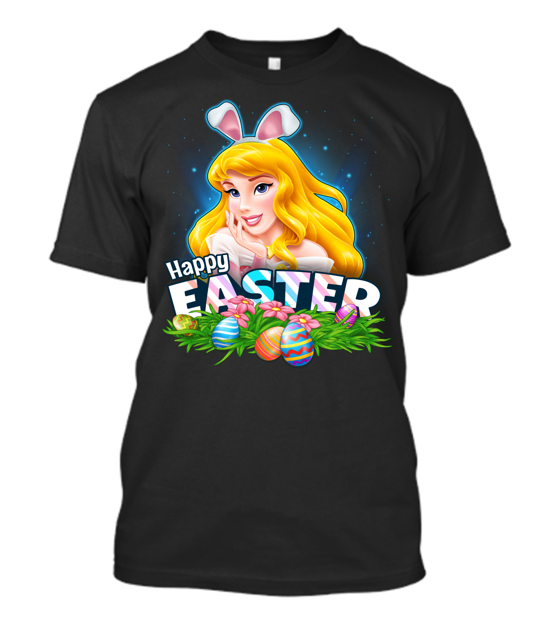 Happy Easter Aurora With Bunny Ears And Colorful Eggs T-Shirt