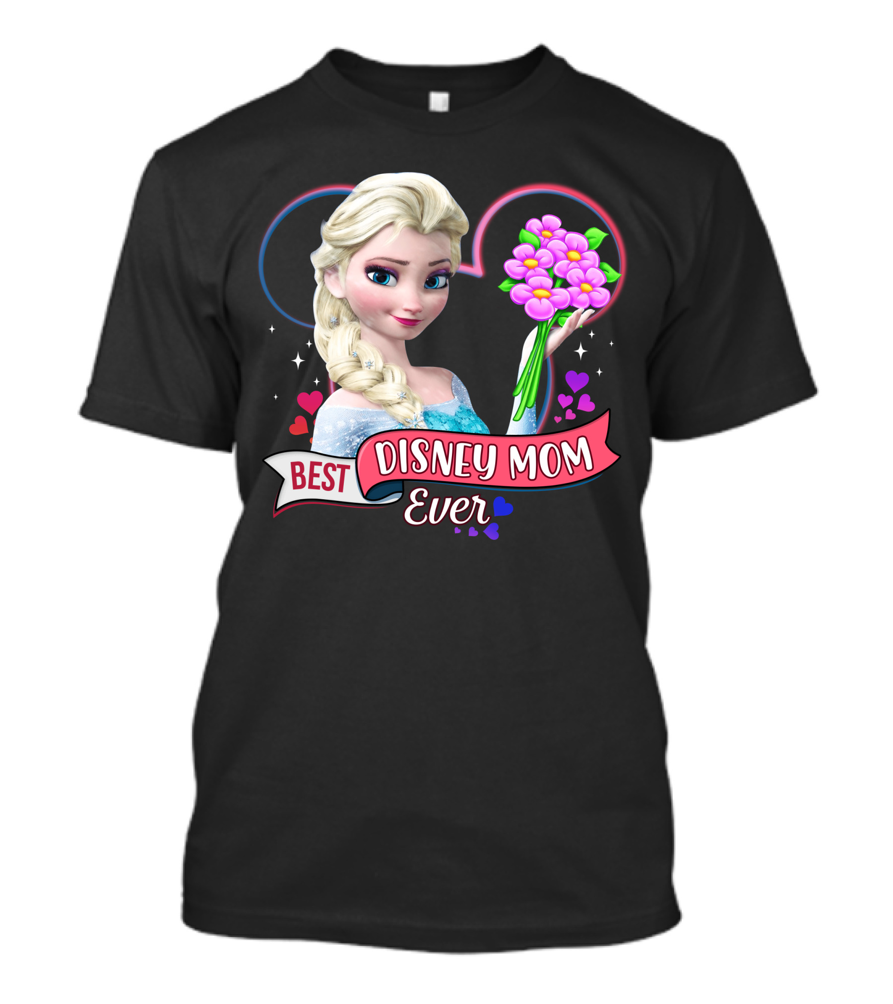 Best Disney Mom Ever Elsa Heart Flowers T-Shirt