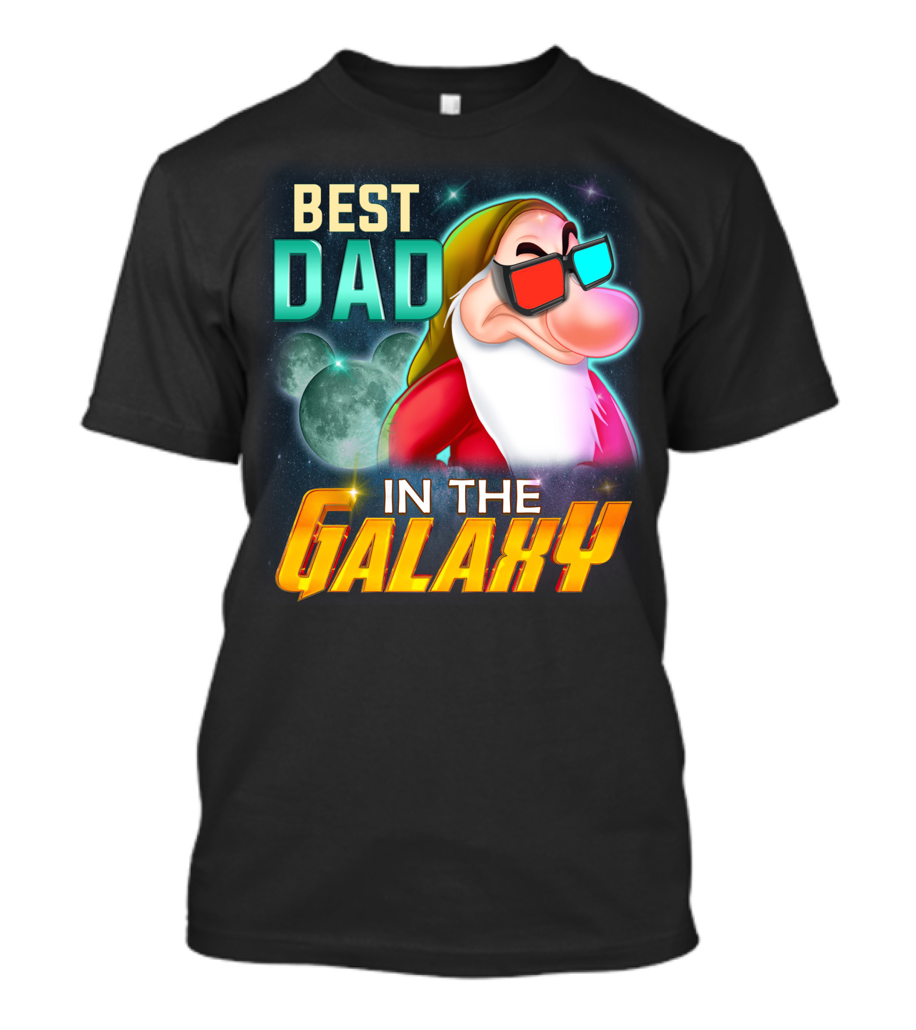 Best Dad In The Galaxy Grumpy 3D Glasses Moon T-Shirt