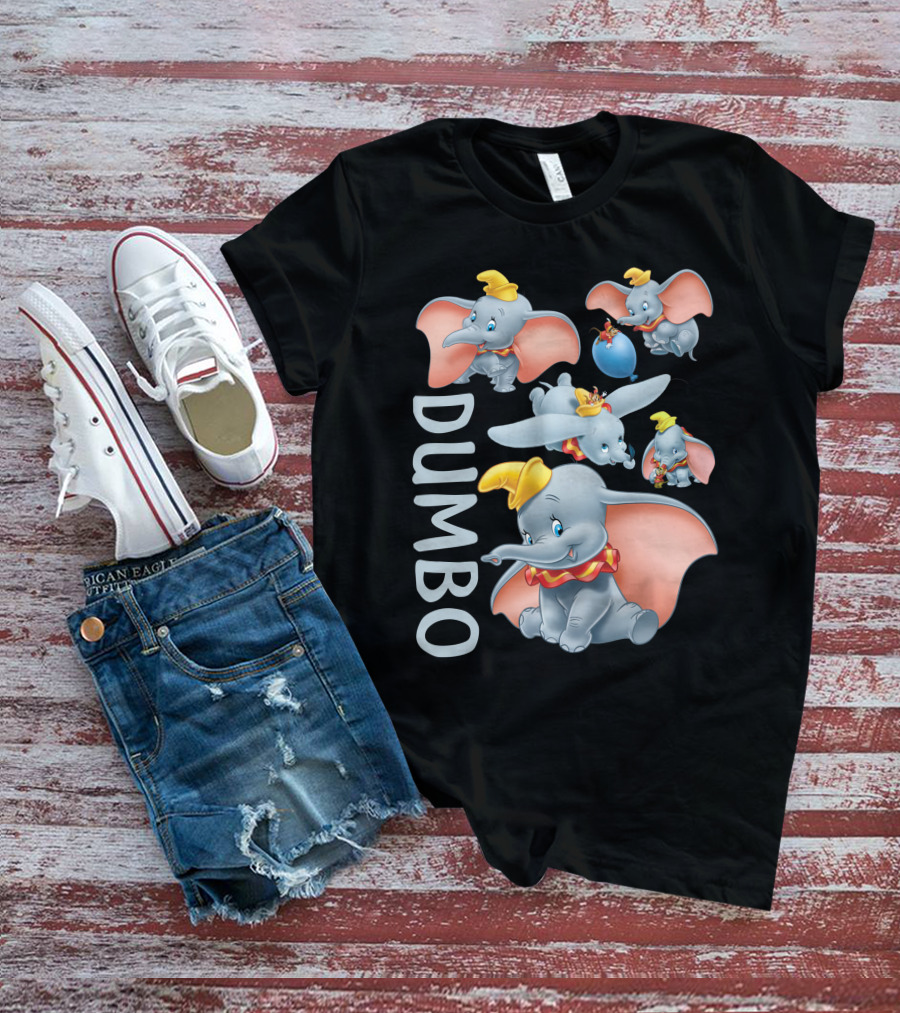 Dumbo Cute Flying Elephant With Yellow Hat And Pink Ears T-Shirt