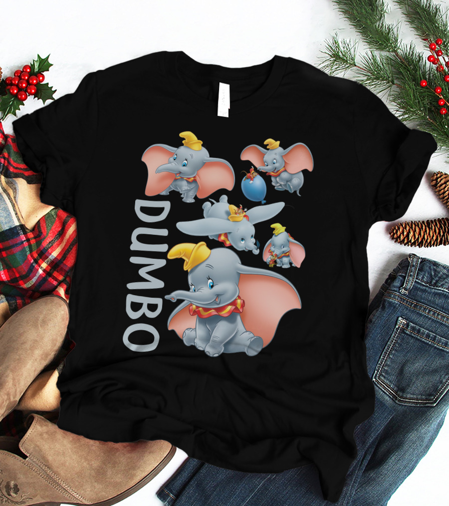 Dumbo Cute Flying Elephant With Yellow Hat And Pink Ears T-Shirt