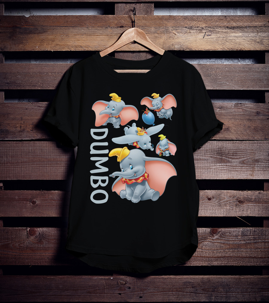 Dumbo Cute Flying Elephant With Yellow Hat And Pink Ears T-Shirt
